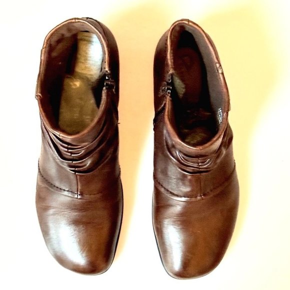 Women's Ankle Boots Earth Origins Mallory Brown Leather Booties Inside Zipper Ru - Picture 5 of 12